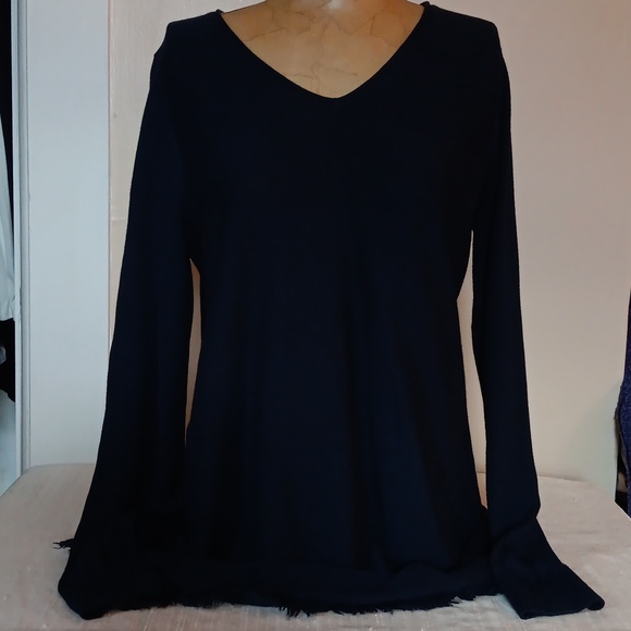 J.JillBlueFringe Tunic Sweater In Midnight - Picture 2 of 12